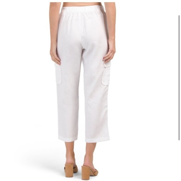 RACHEL RACHEL ROY White 100% Linen Tapered Leg Cargo Pants size M beach … - Picture 2 of 3